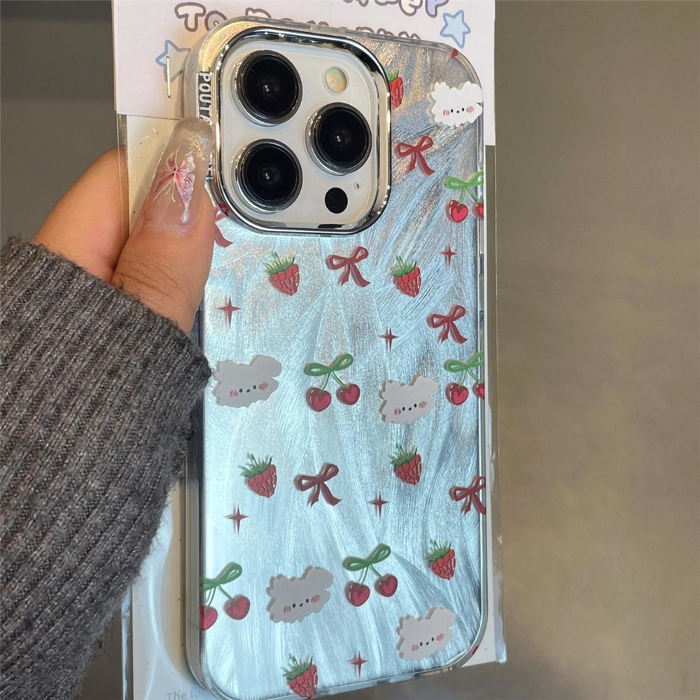 For iPhone 13 Pro Max 6.7 inch Case Cartoon Dog Strawberry PC+TPU Lovely Phone Cover