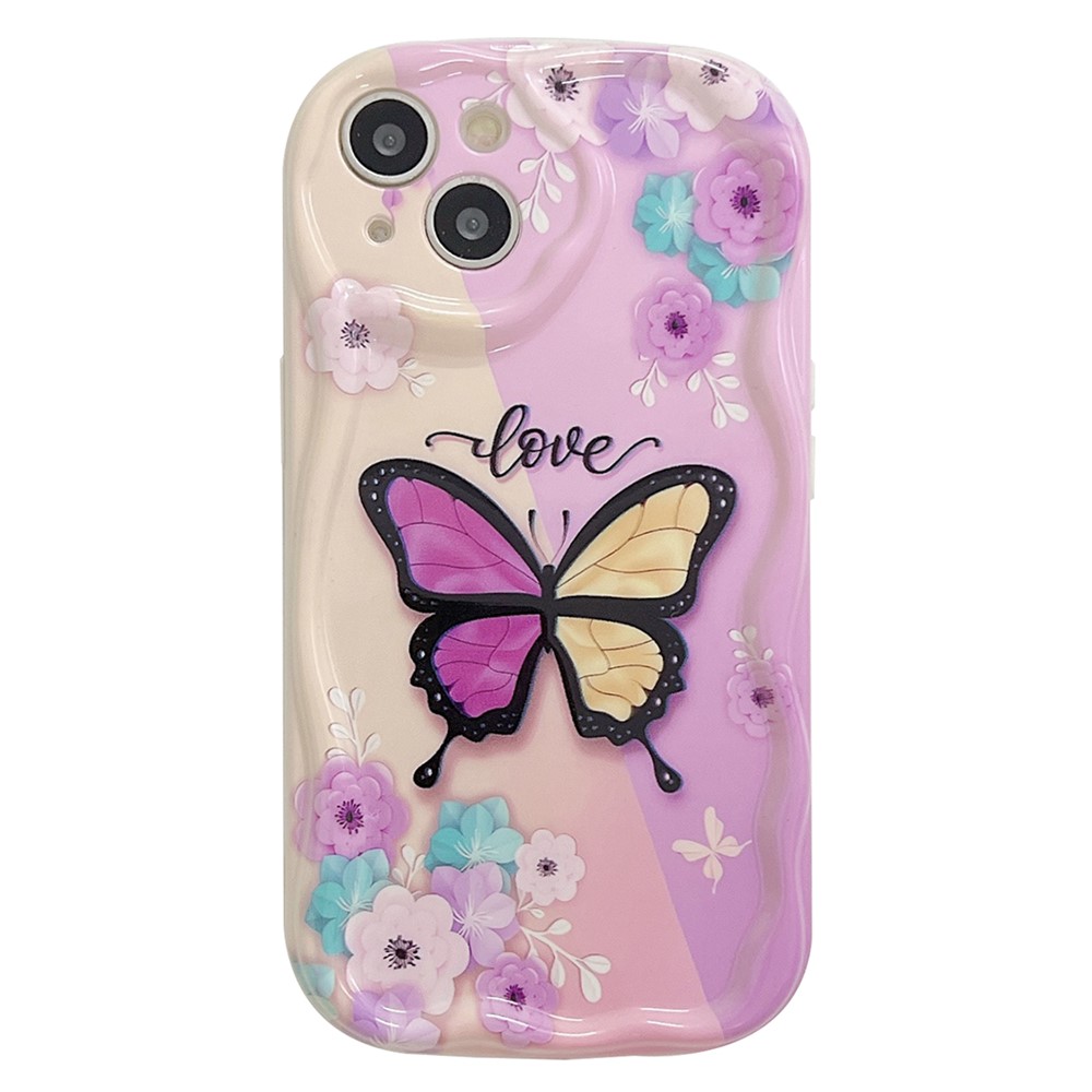 For iPhone 14 Back Case Soft TPU Pattern Printing Back Phone Cover - Flower / Butterfly