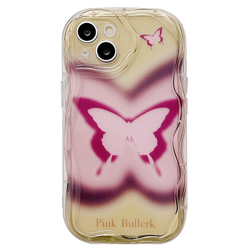 For iPhone 14 Back Case Soft TPU Pattern Printing Back Phone Cover - Gradient Butterfly
