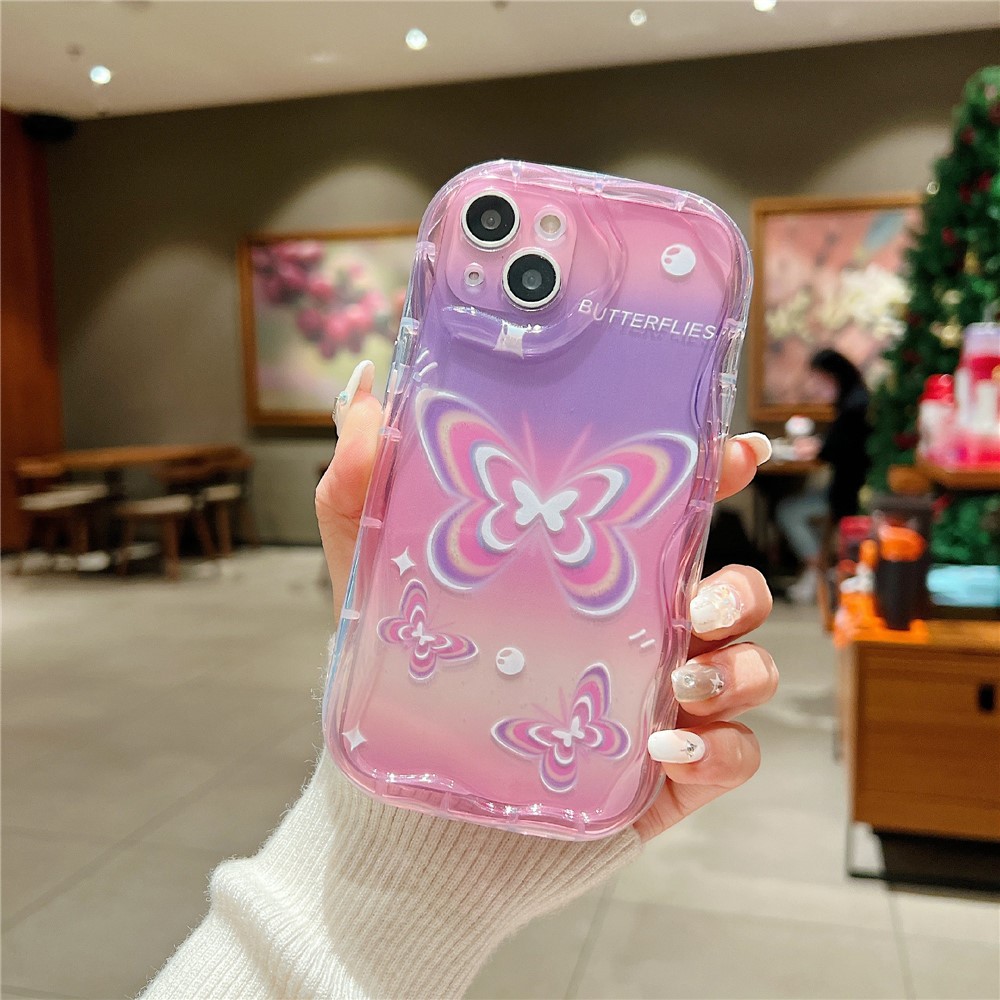 For iPhone 14 Back Case Soft TPU Pattern Printing Back Phone Cover - Colorful Butterflies
