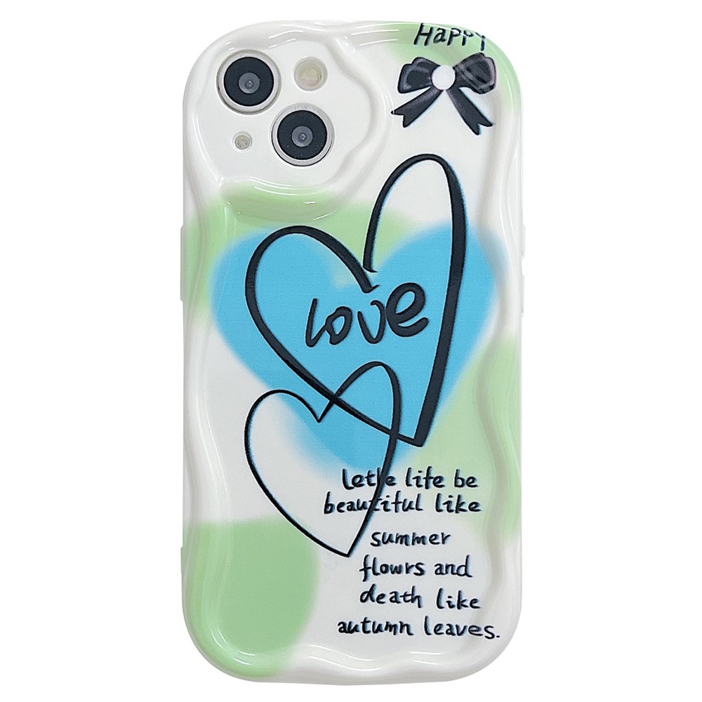 For iPhone 14 Back Case Soft TPU Pattern Printing Back Phone Cover - Heart