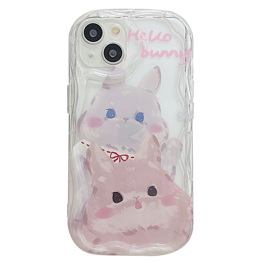 For iPhone 14 Back Case Soft TPU Pattern Printing Back Phone Cover - Rabbit