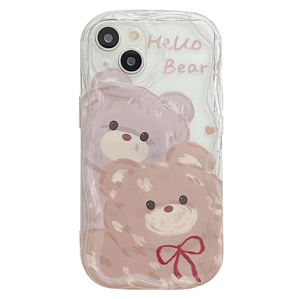For iPhone 14 Back Case Soft TPU Pattern Printing Back Phone Cover - Bear