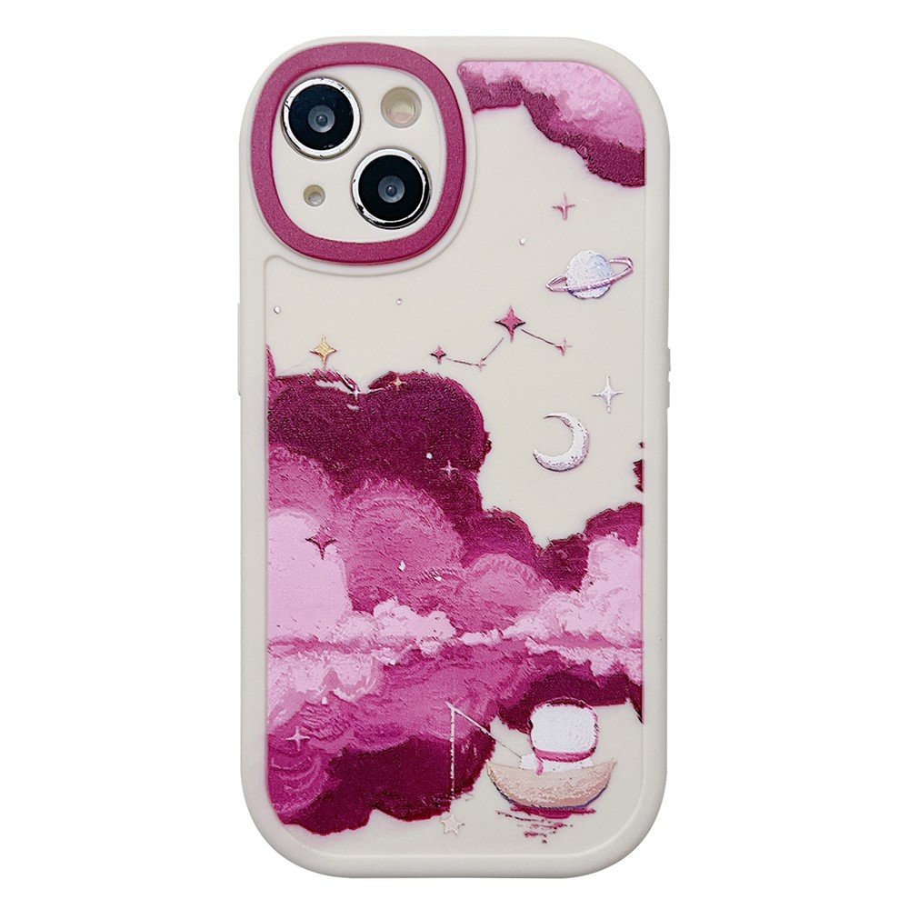 For iPhone 14 Case Soft TPU Pattern Printed Round Edge Phone Cover - STX70 White