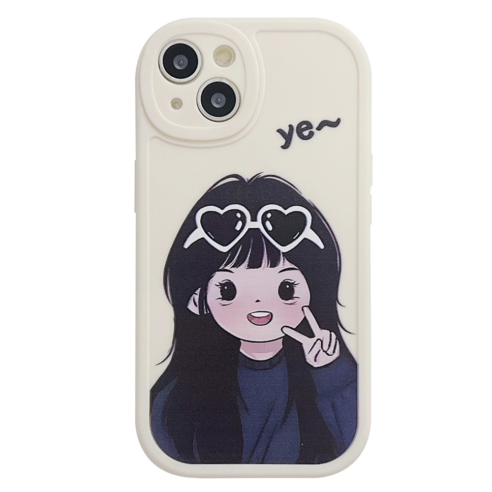 For iPhone 14 Case Soft TPU Pattern Printed Round Edge Phone Cover - Girl