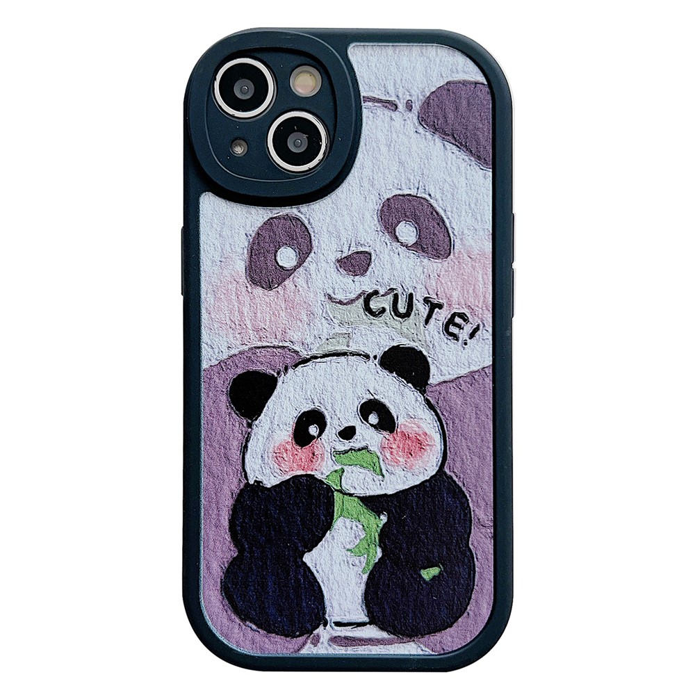 For iPhone 14 Case Soft TPU Pattern Printed Round Edge Phone Cover - Bamboo Panda