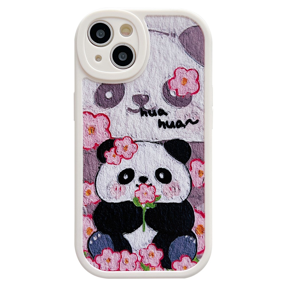 For iPhone 14 Case Soft TPU Pattern Printed Round Edge Phone Cover - Flower Panda