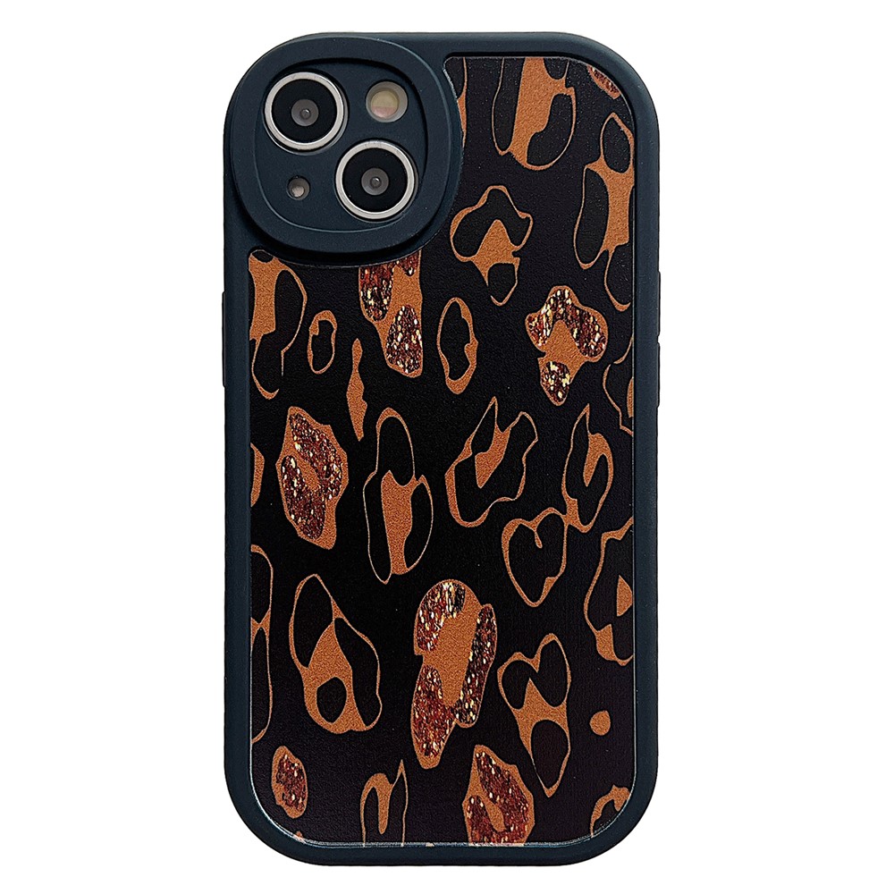 For iPhone 14 Case Soft TPU Pattern Printed Round Edge Phone Cover - Leopard Print