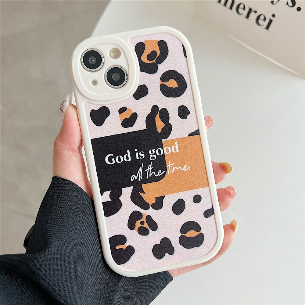 For iPhone 14 Case Soft TPU Pattern Printed Round Edge Phone Cover - Patchwork Leopard Print