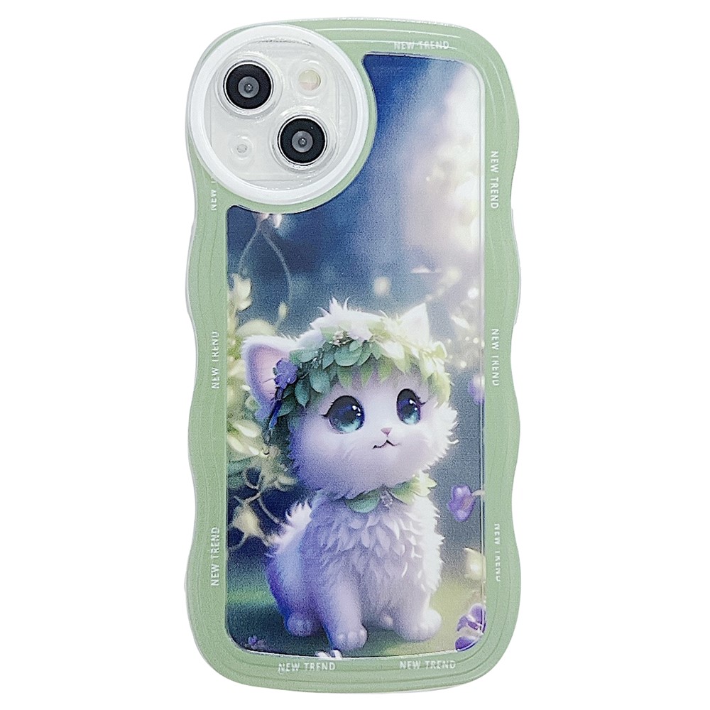 For iPhone 13 Case Wave Shape Edge Anti-Scratch Phone Protector - Cat