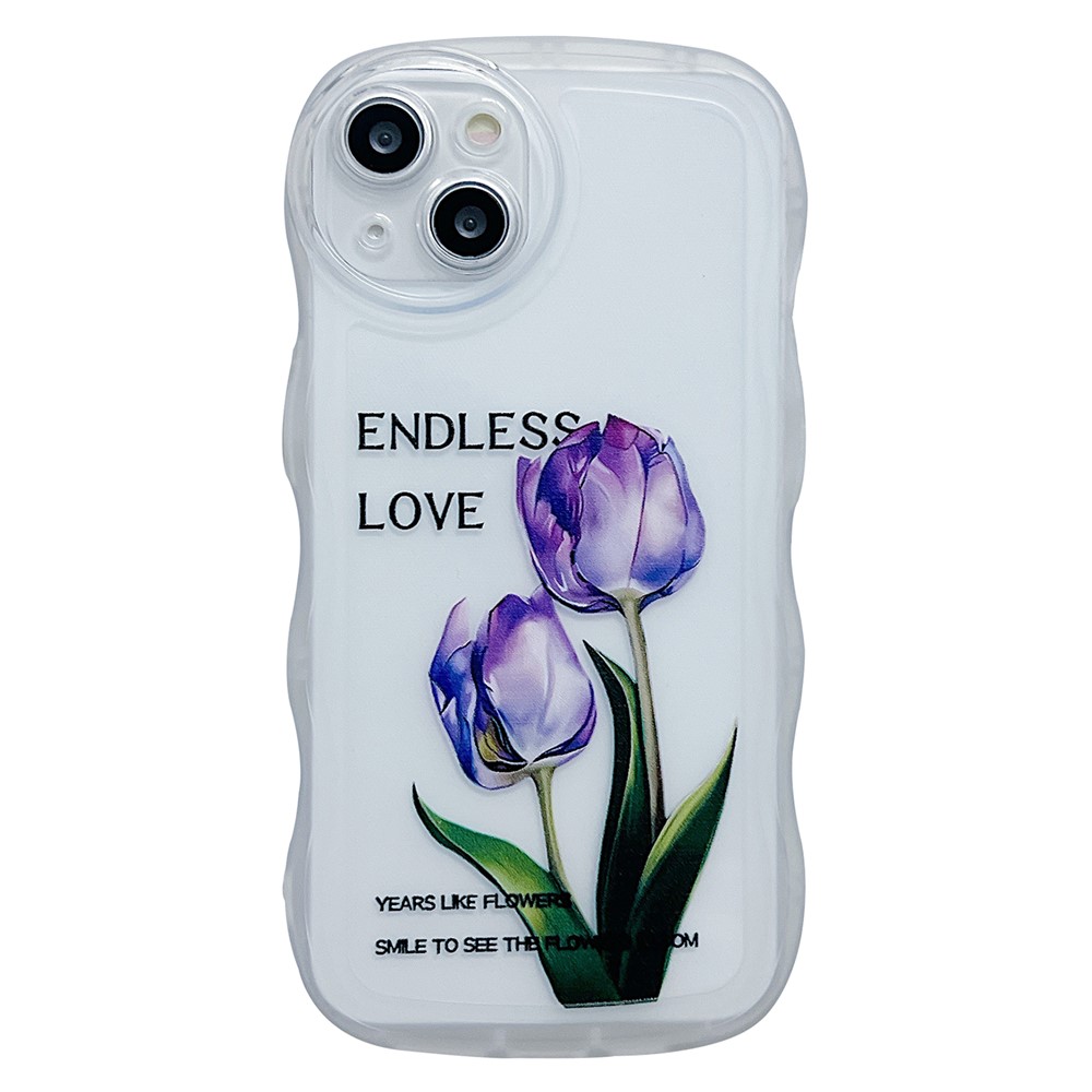 For iPhone 13 Case Wave Shape Edge Anti-Scratch Phone Protector - Love Tulip