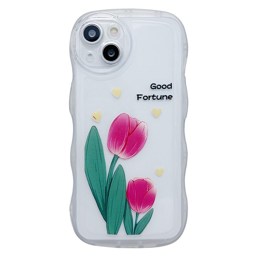 For iPhone 13 Case Wave Shape Edge Anti-Scratch Phone Protector - Tulip