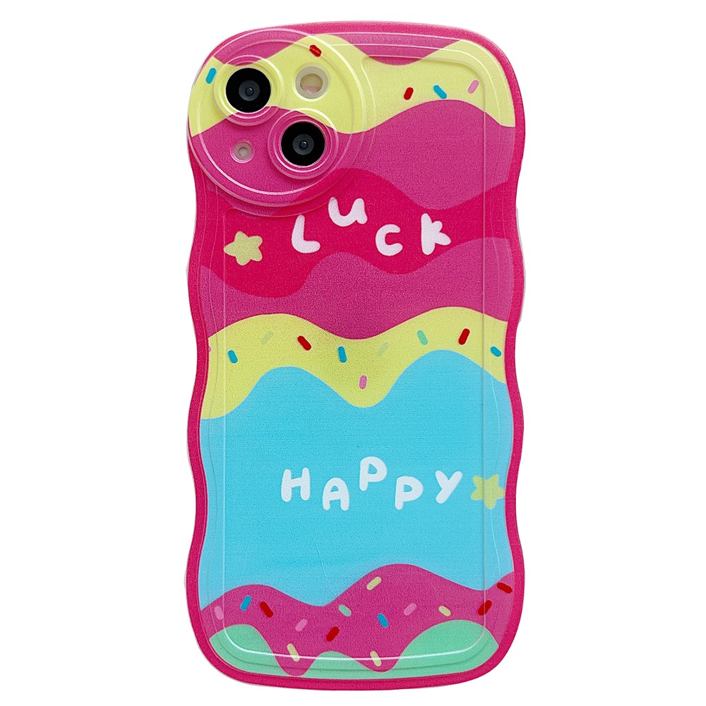 For iPhone 13 Case Wave Shape Edge Anti-Scratch Phone Protector - Rainbow