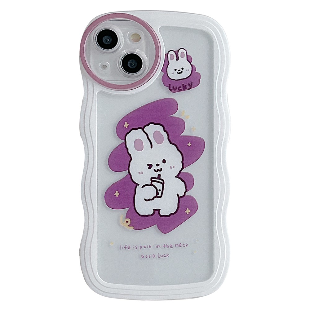For iPhone 13 Case Wave Shape Edge Anti-Scratch Phone Protector - Rabbits