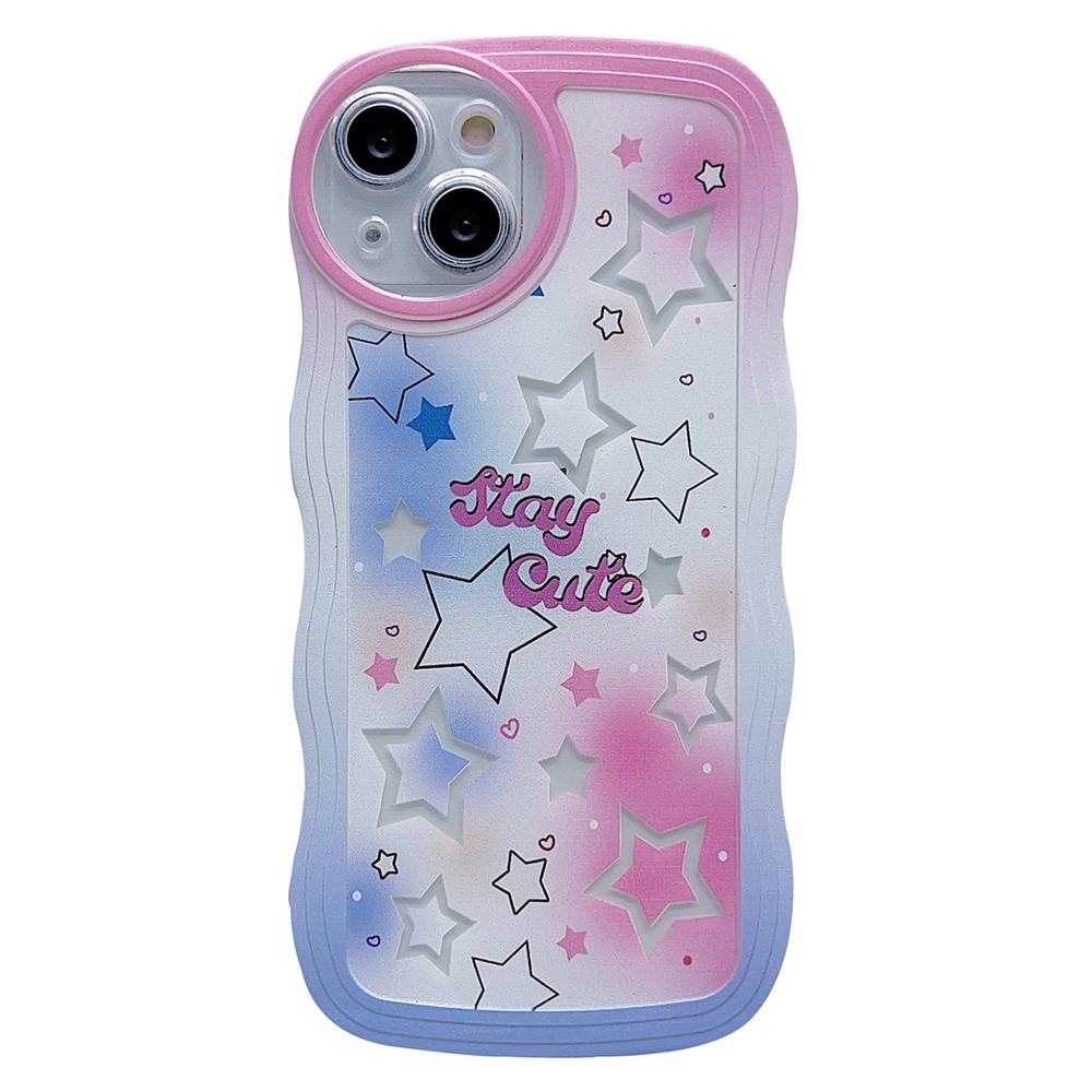 For iPhone 13 Case Wave Shape Edge Anti-Scratch Phone Protector - Hollow Stars