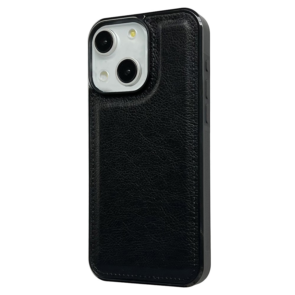 For iPhone 14 Case PU Leather+TPU Back Phone Cover Mobile Spares Wholesale - Black