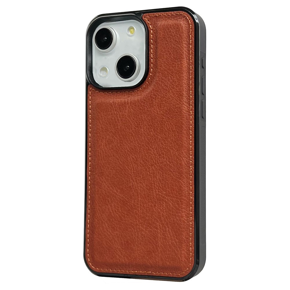 For iPhone 14 Case PU Leather+TPU Back Phone Cover Mobile Spares Wholesale - Brown