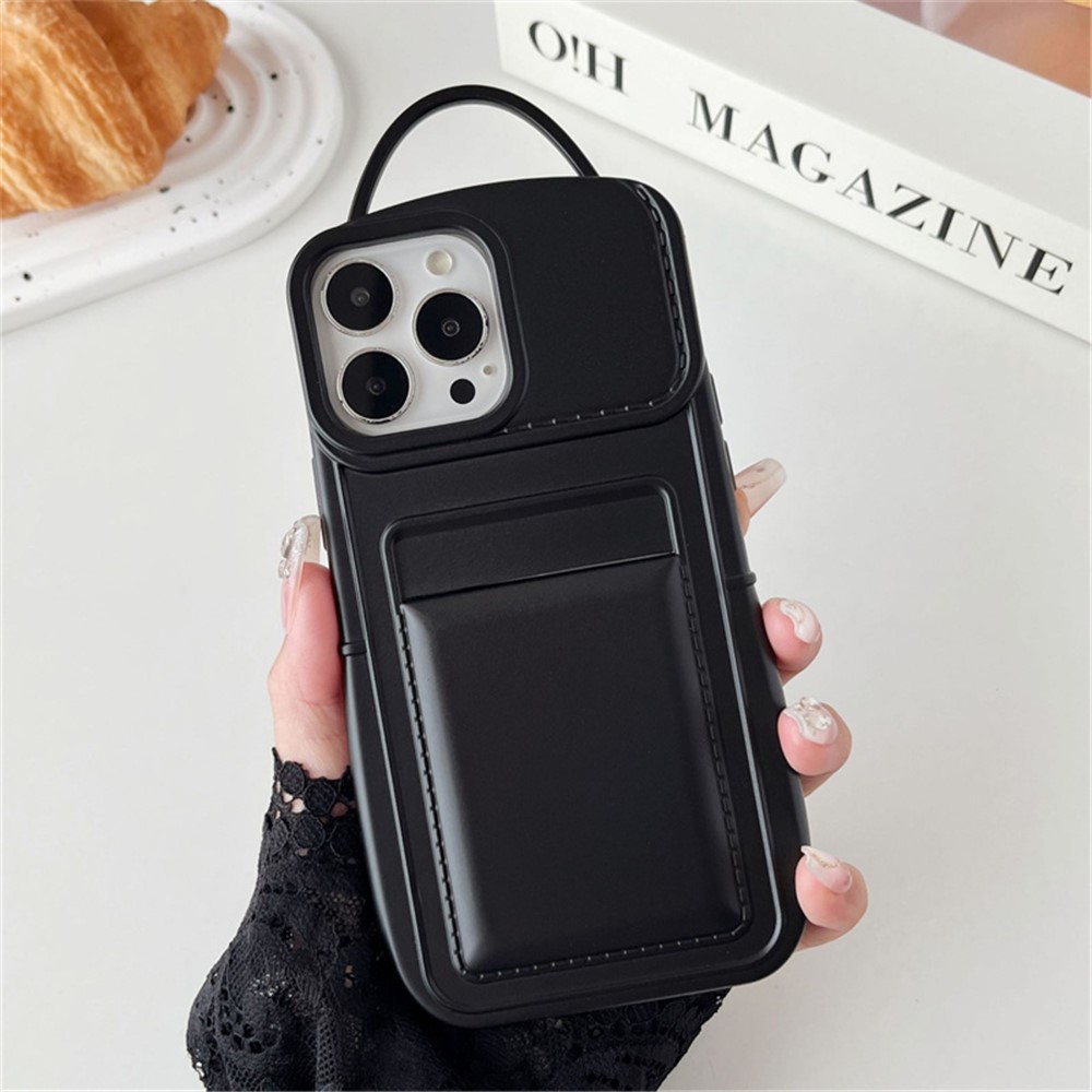 For iPhone 13 Pro Max Wholesale Case Drop-proof TPU Cover Skin-touch Card Holder - Black