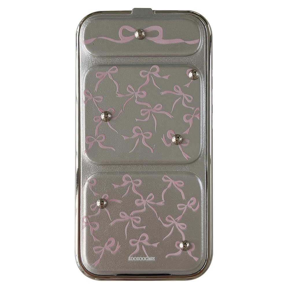 For iPhone 13 Pro Case PU Leather+TPU Kickstand Electroplating Phone Cover Bowknot Pattern
