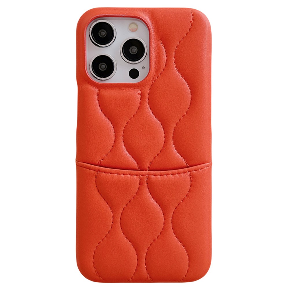 For iPhone 13 Pro Phone Case Card Slot PU Leather Coated TPU Anti-fall Cover - Orange