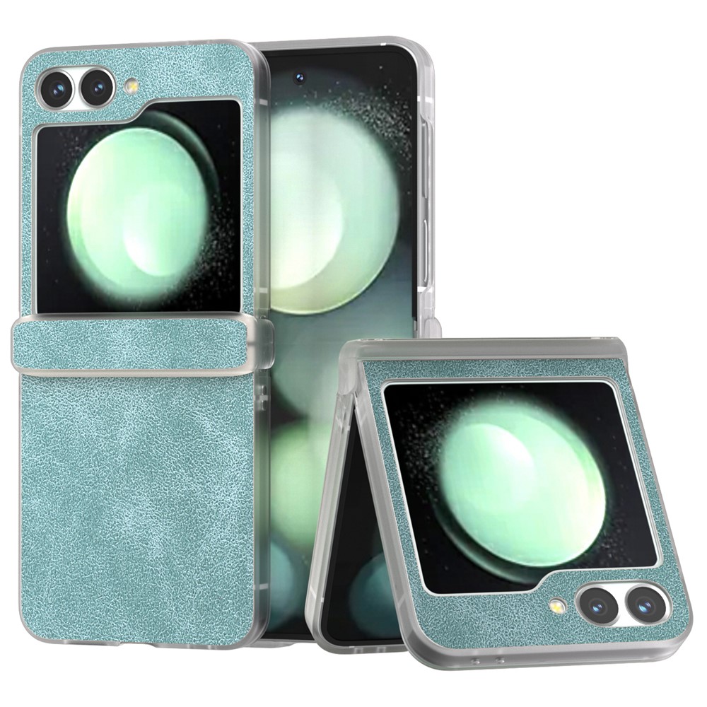 For Samsung Galaxy Z Flip 5G Shockproof Case PU Leather+PC Matte Edge Phone Shell - Baby Blue