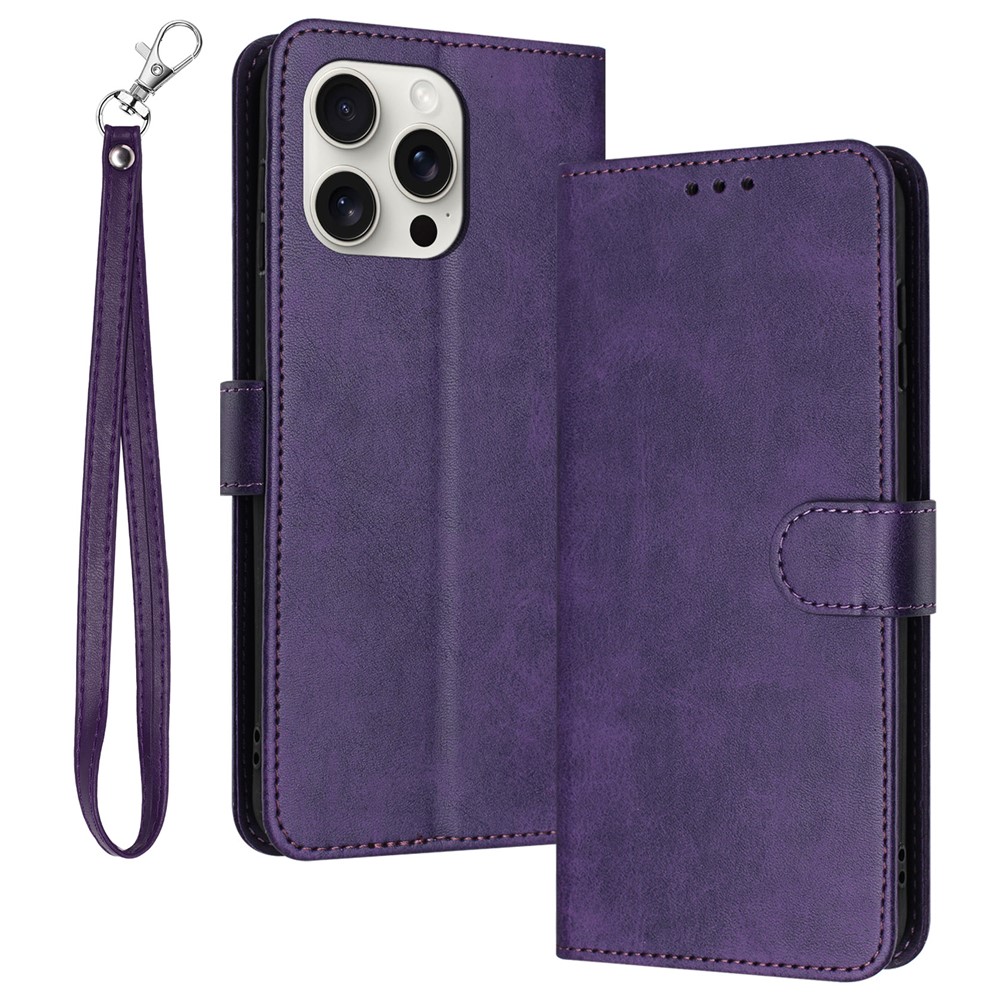 For iPhone 13 Pro Max Mobile Accessories Supplier Calf PU Leather Case Wallet Phone Cover - Purple