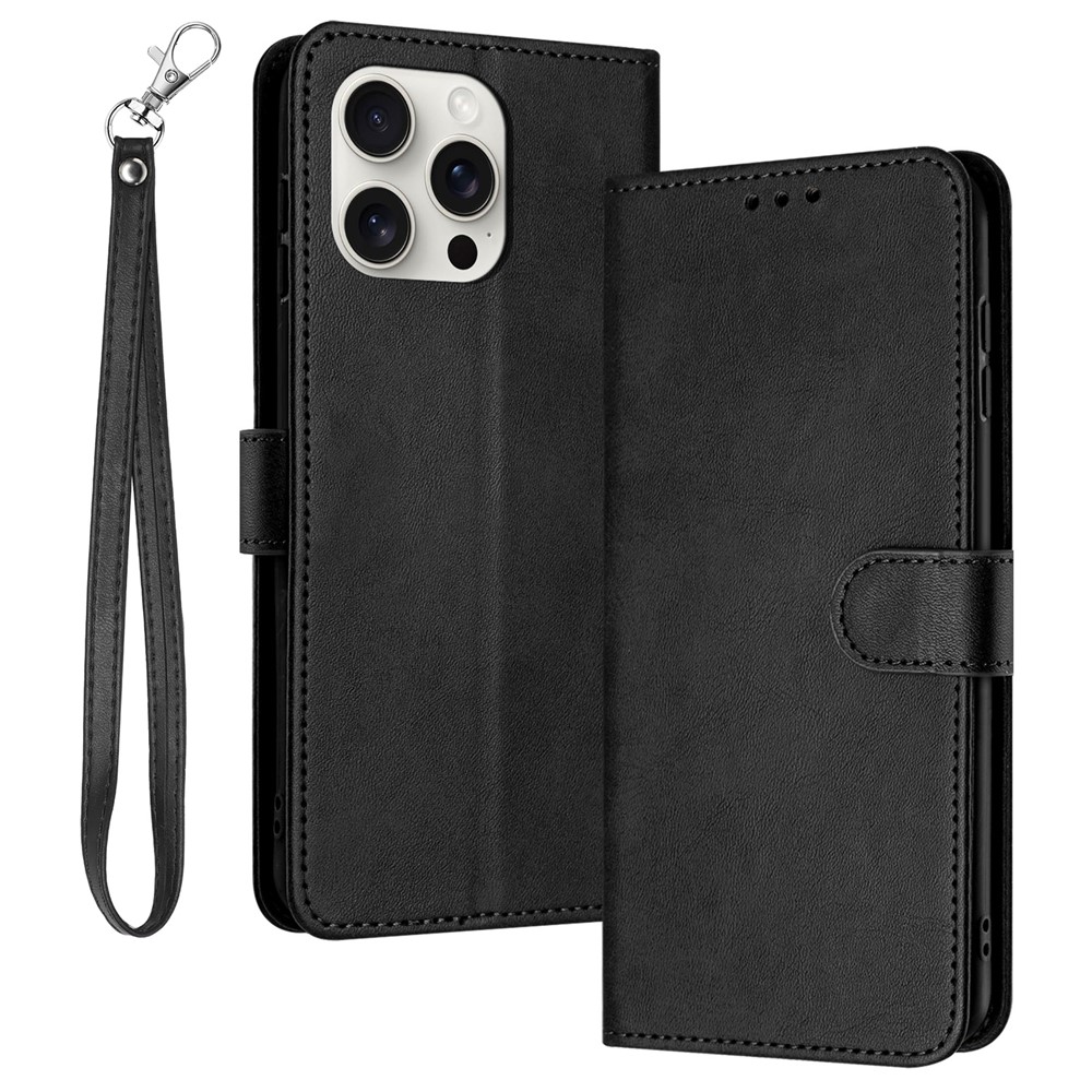 For iPhone 13 Pro 6.1 Inch PU Leather Case Calf Texture Wallet Phone Cover Mobile Accessories Supplier - Black