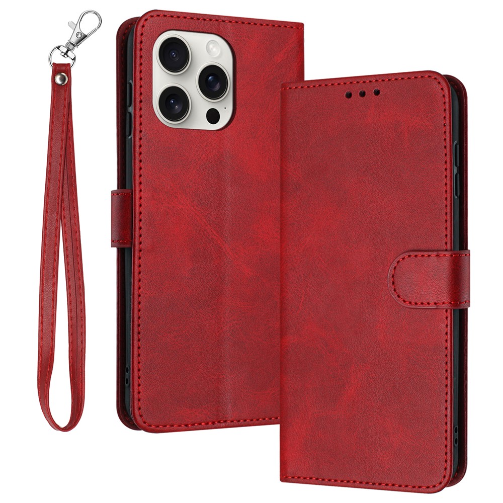 For iPhone 13 Pro 6.1 Inch PU Leather Case Calf Texture Wallet Phone Cover Mobile Accessories Supplier - Red