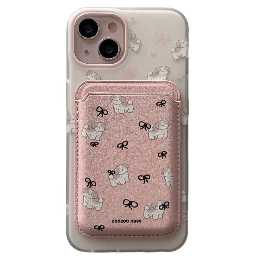 For iPhone 13 Mobile Phone Case Cartoon Dog IMD Detachable Magnetic Card Bag TPU Phone Cover