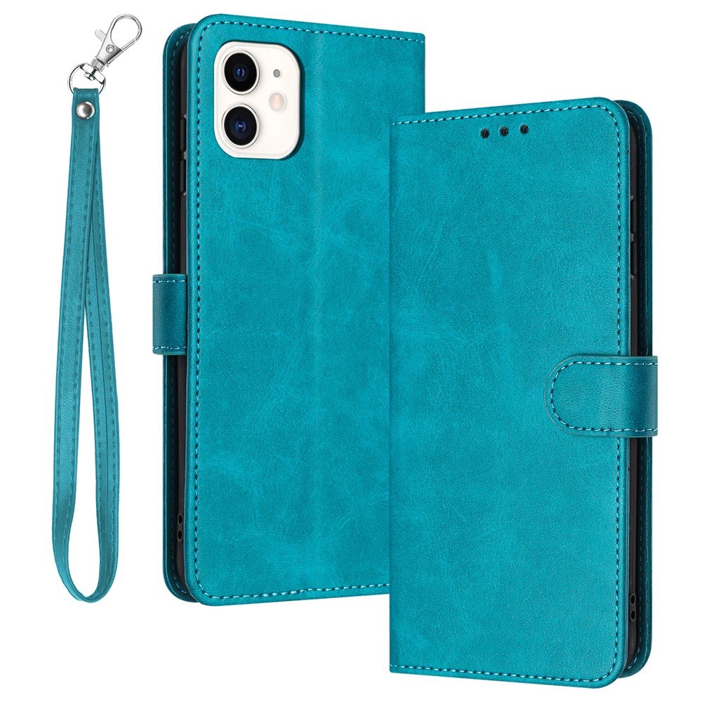 For iPhone 11 Case Anti-Scratch Wallet Stand Phone Cover Pure Color Cell Phone Shell - Green