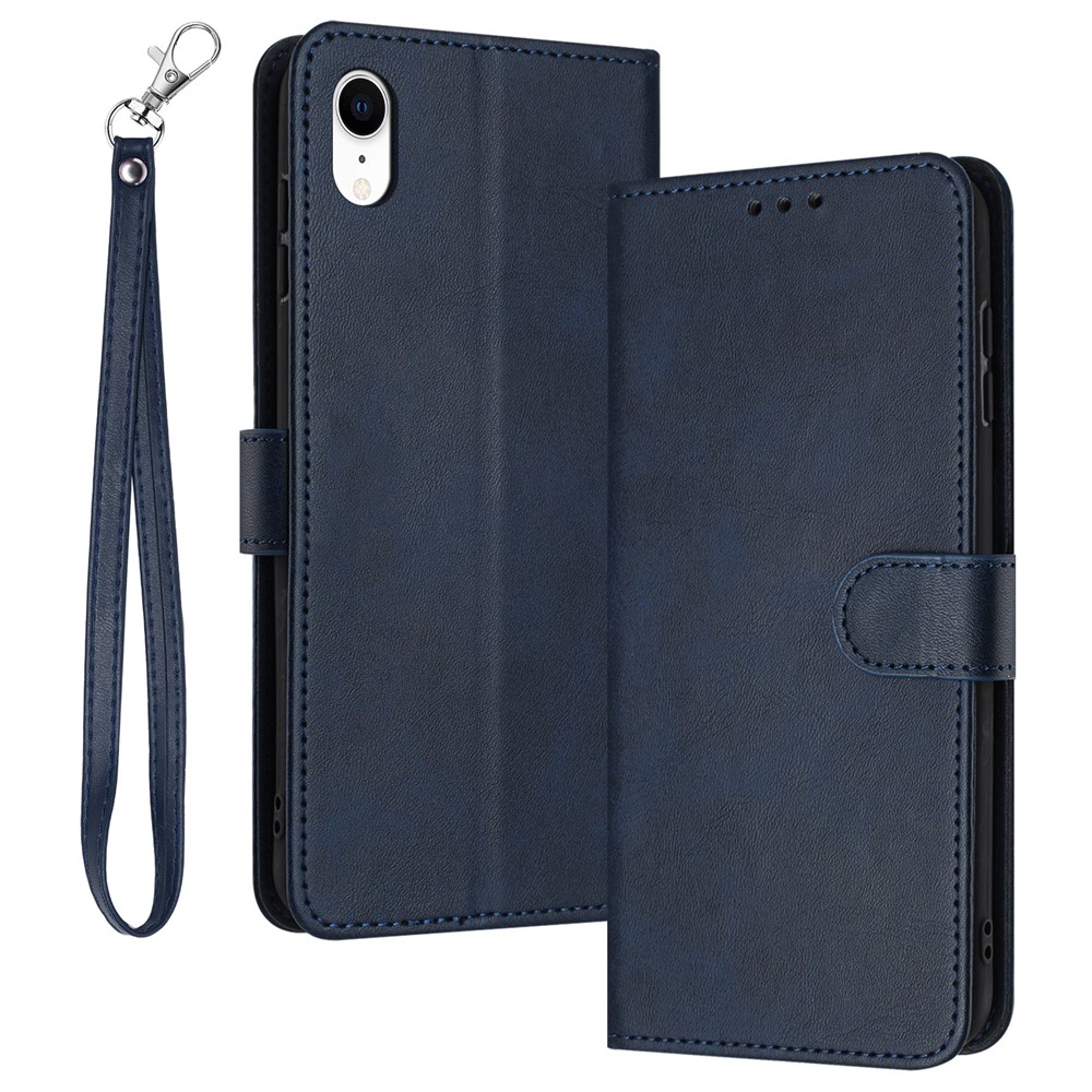 For iPhone XR Mobile Accessories Supplier PU Leather Calf Texture Case Anti-fall Phone Cover - Sapphire
