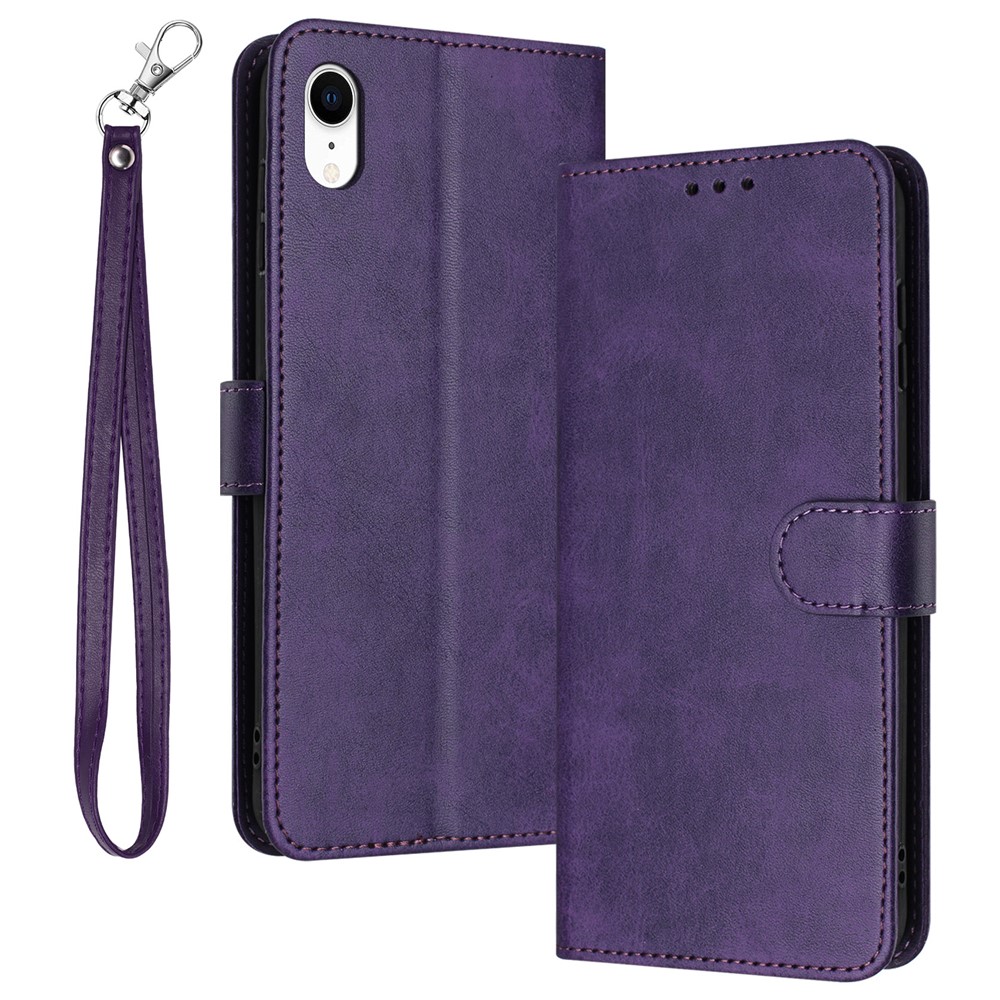 For iPhone XR Mobile Accessories Supplier PU Leather Calf Texture Case Anti-fall Phone Cover - Purple