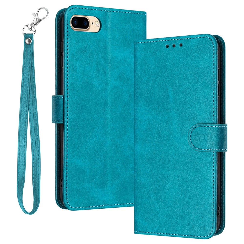 For iPhone 6s Plus / 7 Plus / 8 Plus 5.5 inch PU Leather Phone Case Calf Texture Wallet Phone Stand Cover - Green
