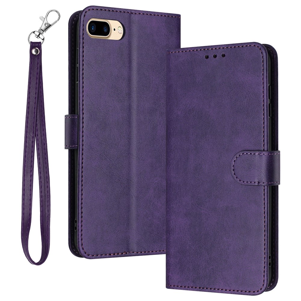 For iPhone 6s Plus / 7 Plus / 8 Plus 5.5 inch PU Leather Phone Case Calf Texture Wallet Phone Stand Cover - Purple