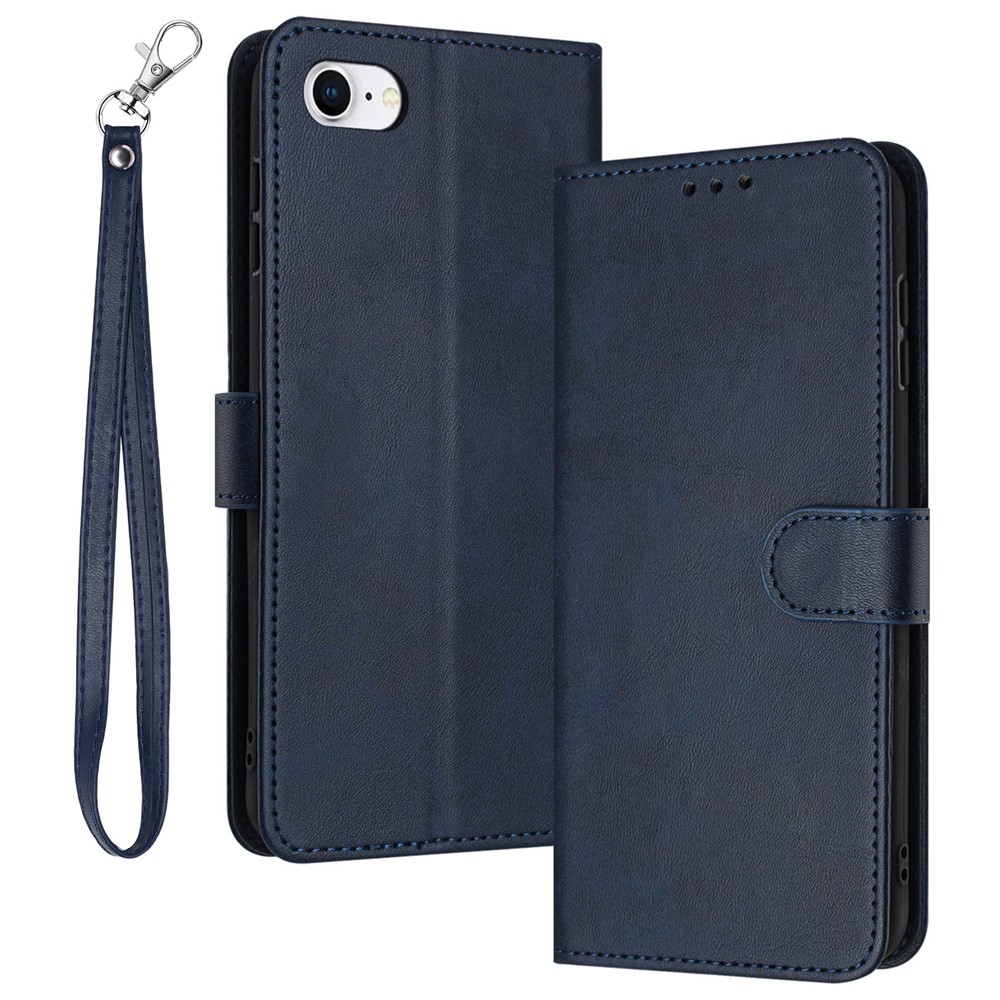 For iPhone 6 / 7 / 8 / SE (2020) / SE (2022) Shockproof Leather Phone Cases Calf Texture Stand Cover Wallet - Sapphire