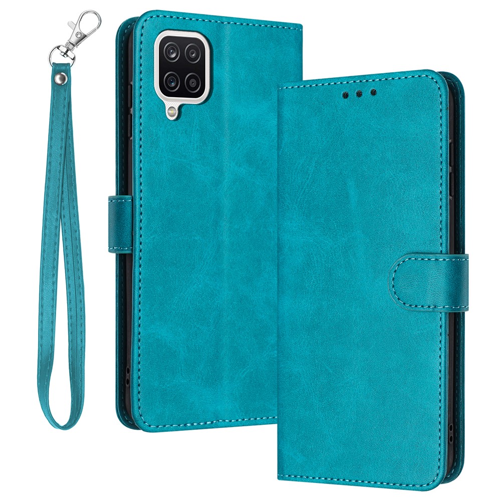 For Samsung Galaxy A12 / M12 / F12 Case Calf Texture Book Style Phone Cover Mobile Accessories - Green