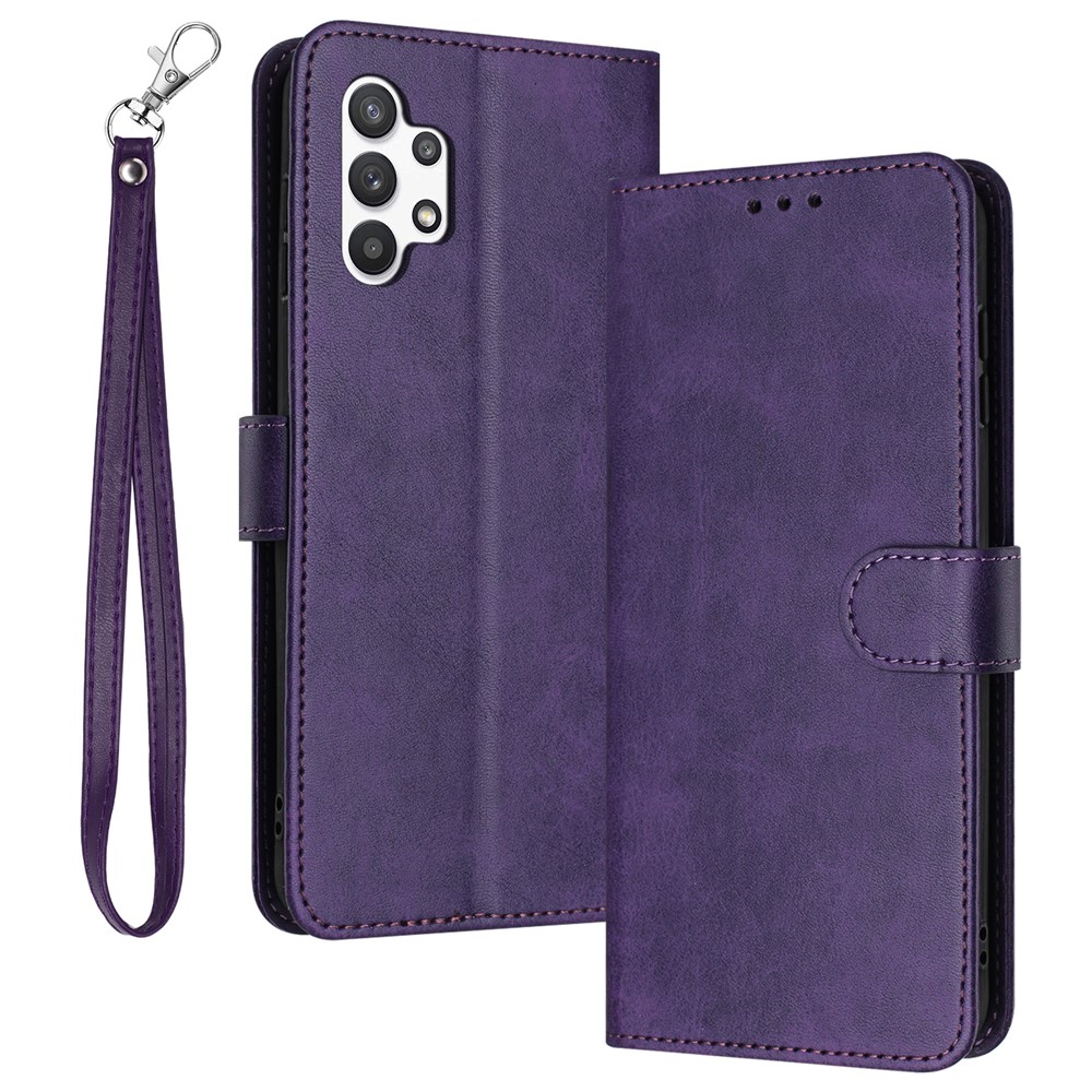 For Samsung Galaxy A32 5G / M32 5G PU Leather Stand Phone Case Calf Texture Wallet Phone Cover - Purple