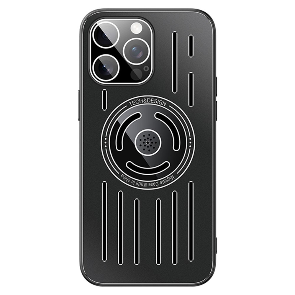 For iPhone 13 Pro Max 6.7 Inch Magnetic Cover TPU+Metal Anti-Drop Heat Dissipation Phone Case with Lens Film - Black