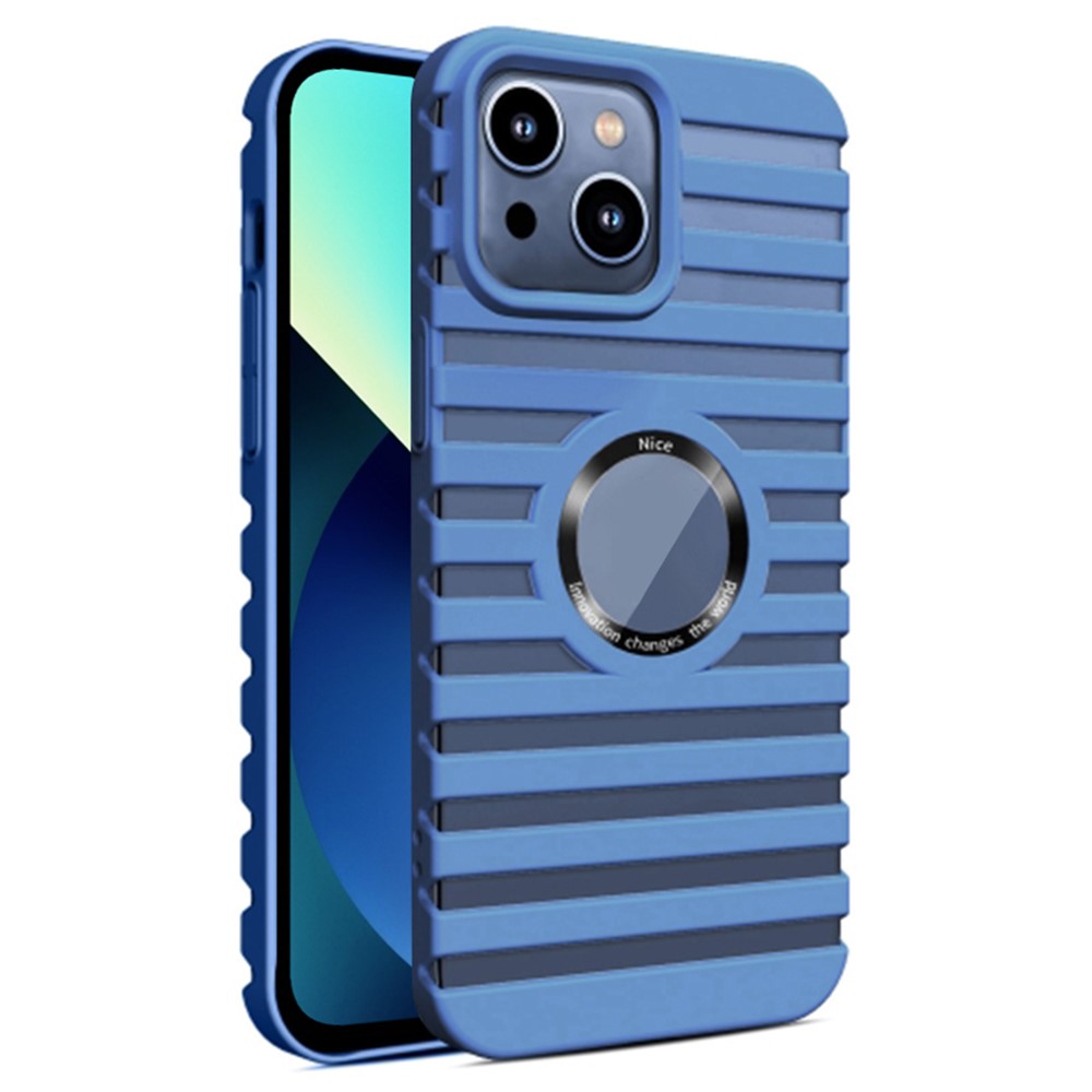 For iPhone 13 PC Phone Case Compatible with Magsafe Heat Dissipation Hollow Back Cover - Navy Blue