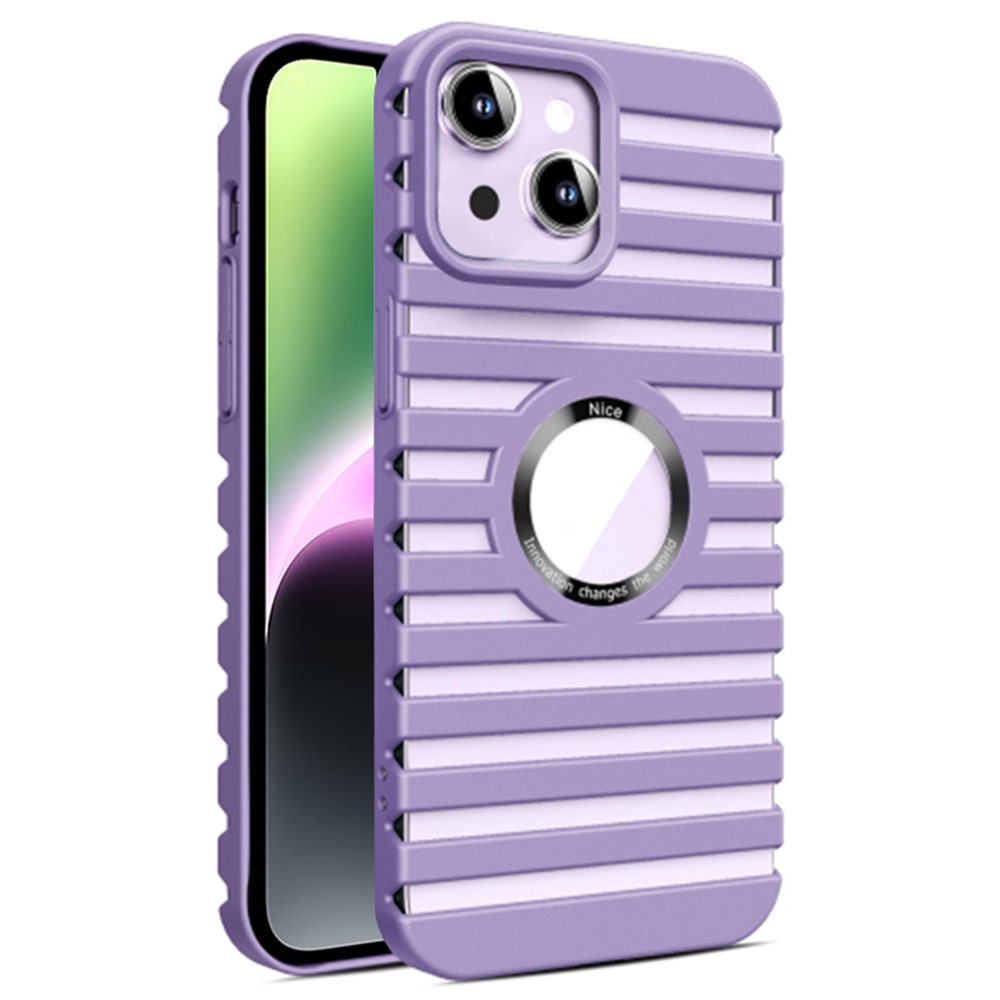 For iPhone 14 Case Compatible with Magsafe Heat Dissipation Hollow-Out PC Phone Cover - Dark Purple