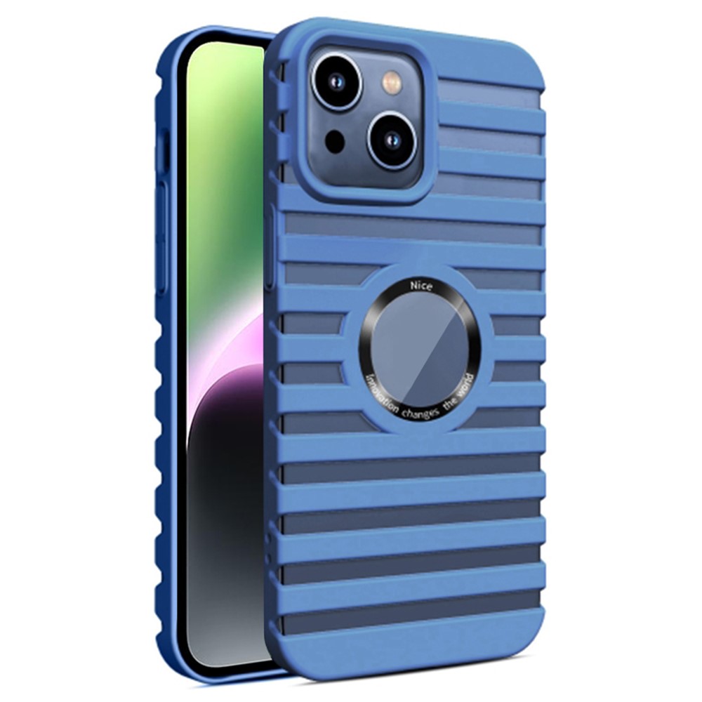 For iPhone 14 Case Compatible with Magsafe Heat Dissipation Hollow-Out PC Phone Cover - Navy Blue