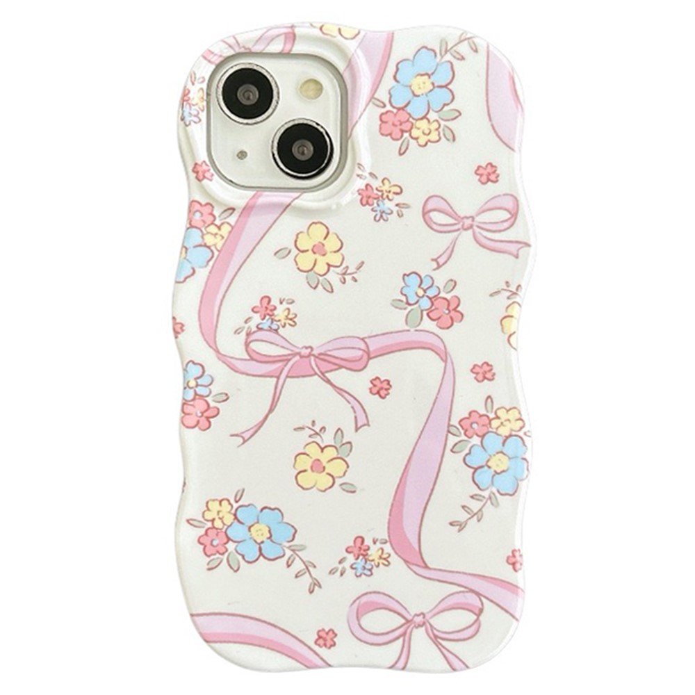 For iPhone 14 Flower Pattern Phone Cover Acrylic+TPU Detachable Phone Case