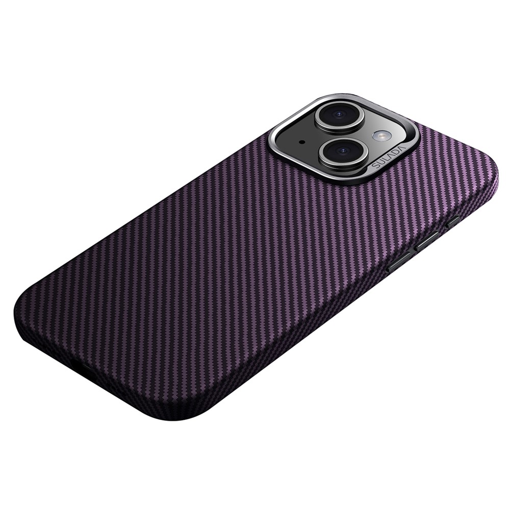 SULADA For iPhone 14 Case Carbon Fiber Texture PU+TPU Slim Phone Cover Compatible with Magsafe - Purple