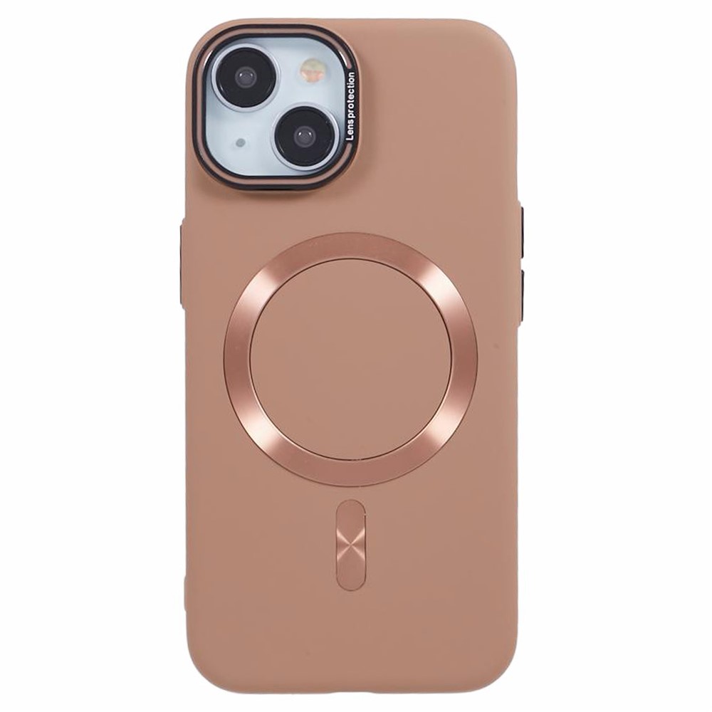 MMKK Series for iPhone 13 Magnetic PC Phone Case Rubberized Cover Compatible with Magsafe - Brown