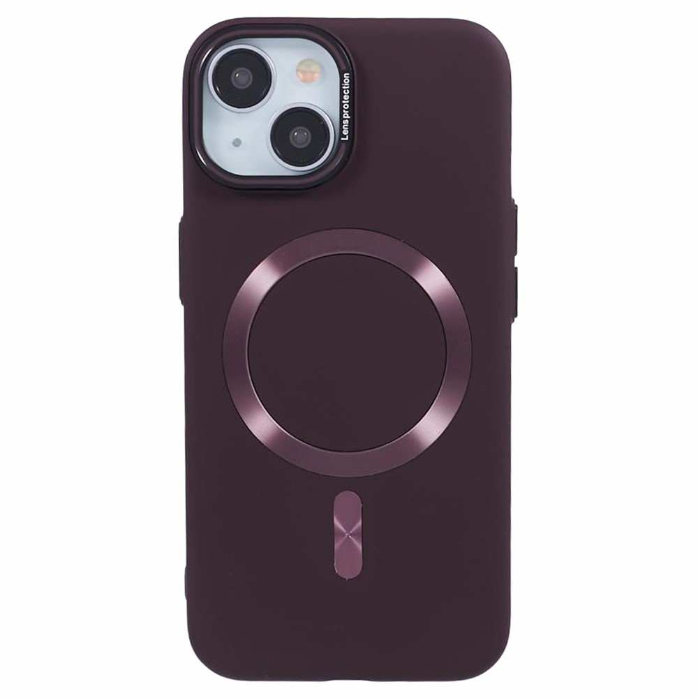 MMKK Series for iPhone 13 Magnetic PC Phone Case Rubberized Cover Compatible with Magsafe - Wine Red