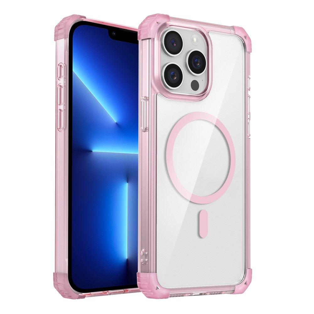 For iPhone 13 Pro Clear Case TPU+PC Slim Phone Cases Compatible with Magsafe - Transparent Pink