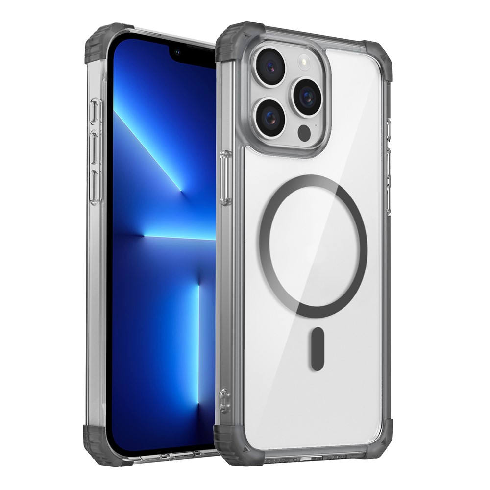 For iPhone 13 Pro Clear Case TPU+PC Slim Phone Cases Compatible with Magsafe - Transparent Black