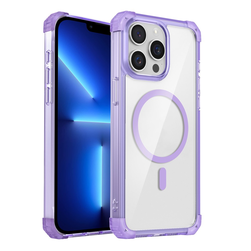 For iPhone 13 Pro Clear Case TPU+PC Slim Phone Cases Compatible with Magsafe - Transparent Purple