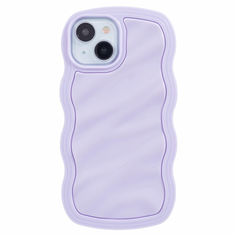 WT Series for iPhone 13 Case with Wavy Edge Hard PC Soft TPU Protection Cover - Purple