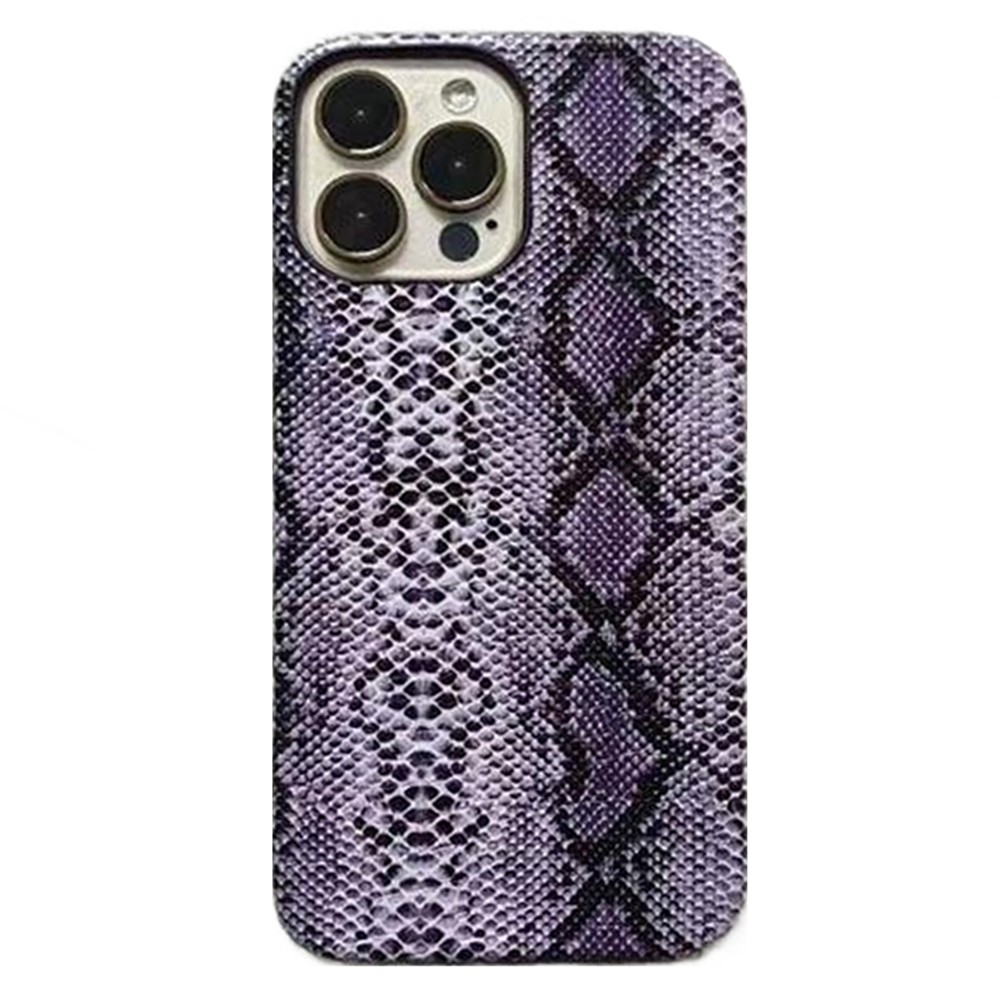 For iPhone 13 Pro Max Snake Texture Phone Case PC+PU Leather Back Cover (Not Complete Covering) - Purple